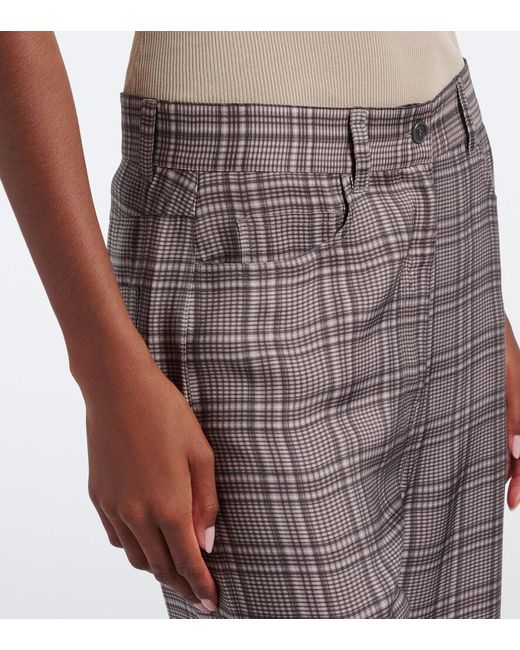 Acne Gray Checked Wide-Leg Pants