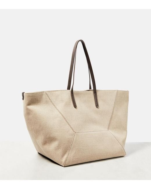 Brunello Cucinelli Natural Large Canvas Tote Bag