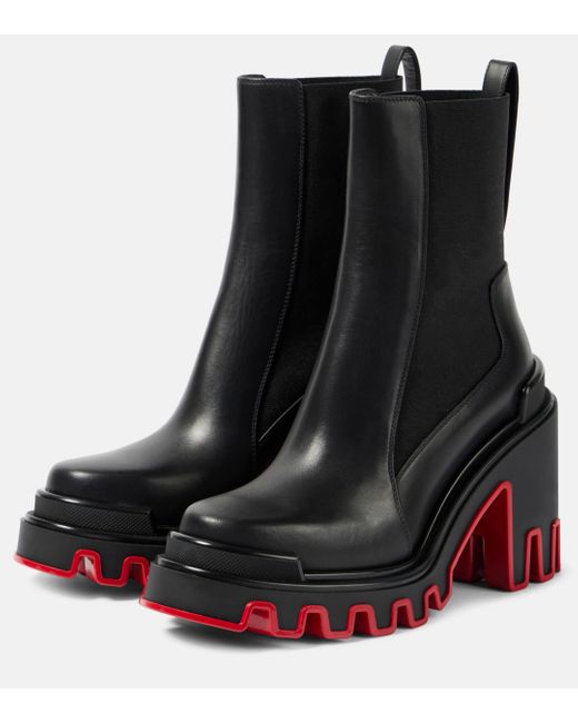 Christian Louboutin Black Marchacroche Duna 95 Leather Ankle Boots