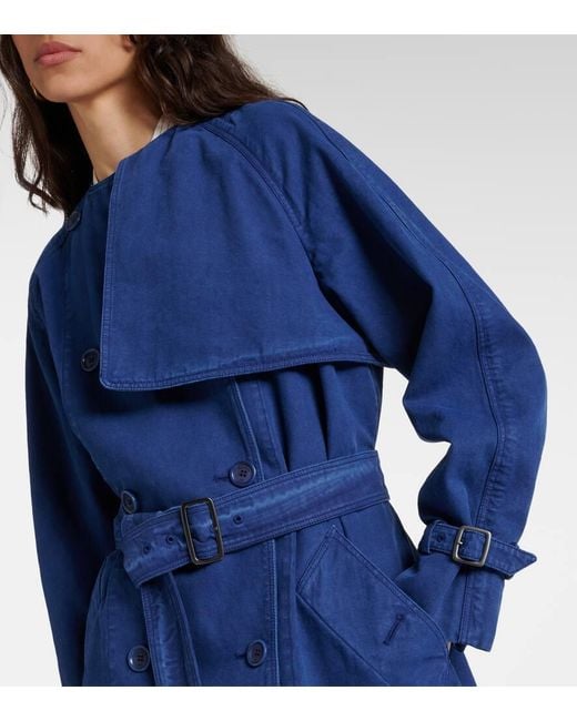 Max Mara Blue Calao Cotton Canvas Trench Coat