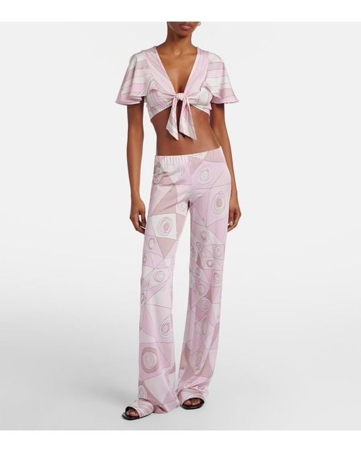 Emilio Pucci Pink Occhi Jersey Straight Pants