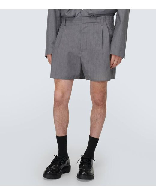 Prada High-Rise Shorts aus Wolle und Mohair in Gray für Herren