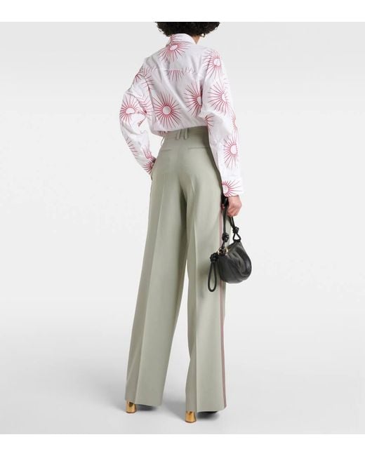 Dries Van Noten Green Gerade Mid-Rise-Hose Aus Wolle