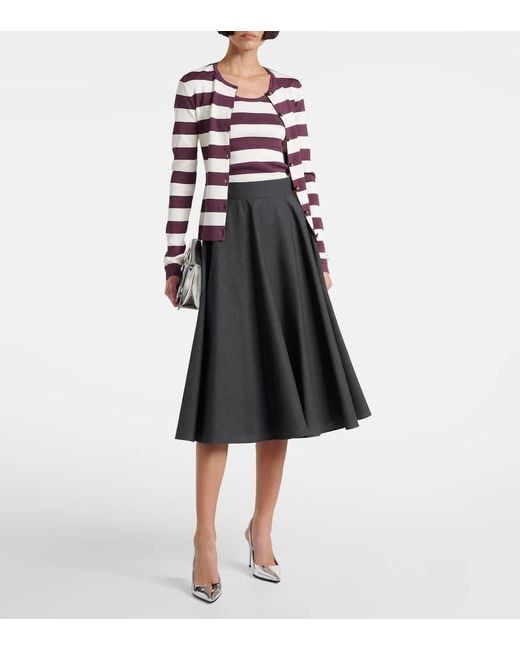 Dolce & Gabbana Gray Wool Midi Skirt