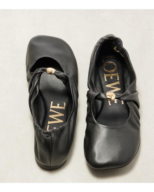 Loewe Black Pebble Soft Leather Mary Jane Flats