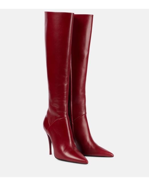 Saint Laurent Red Knee High Boot