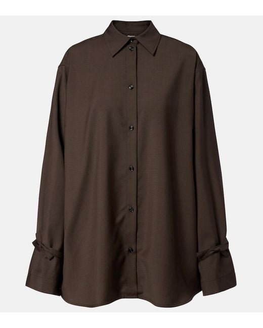 Totême Brown Oversized Wool Shirt