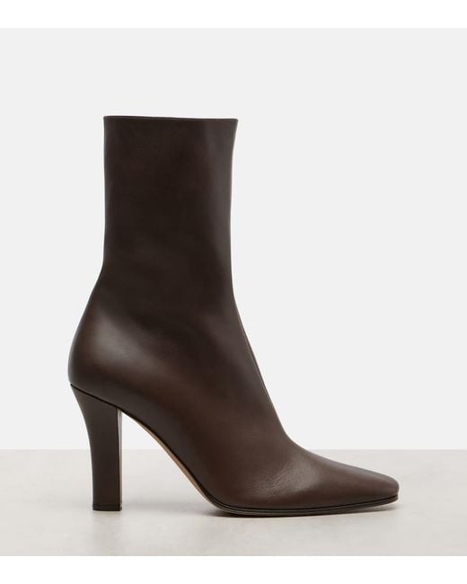 The Row Brown Mona Leather Ankle Boots
