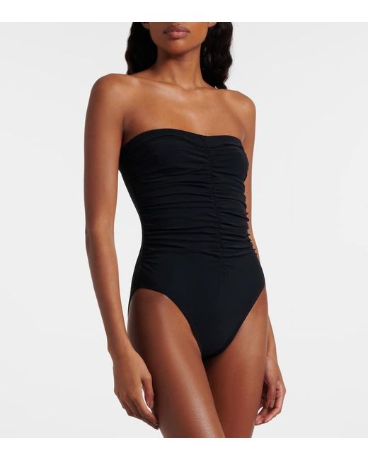 Costume Intero Basics Senza Spalline Con Ruches di Karla Colletto in Blue