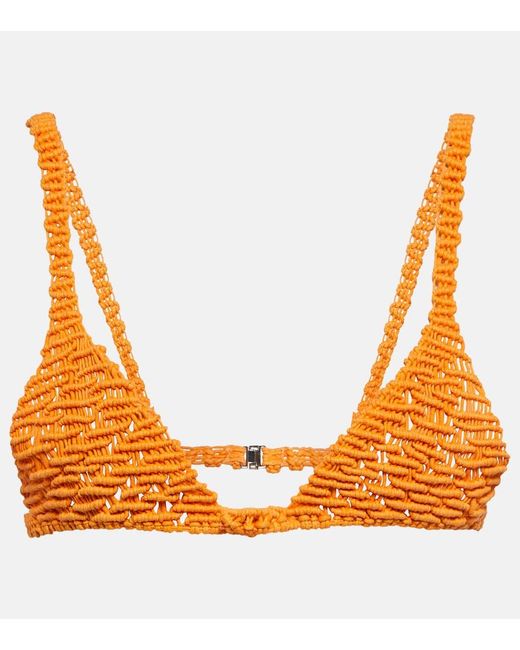 Roberta Einer Orange Beaded Cotton Bralette