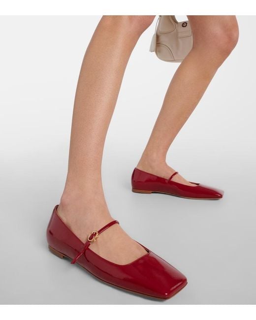 Gianvito Rossi Red Christina Patent Leather Mary Jane Flats
