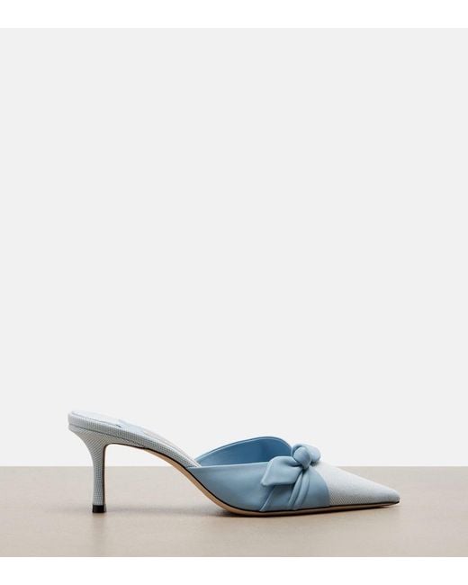 Jimmy Choo Blue Livi Leather And Canvas Mules