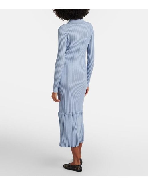 Proenza Schouler Blue Luiza Ribbed-Knit Sweater Dress