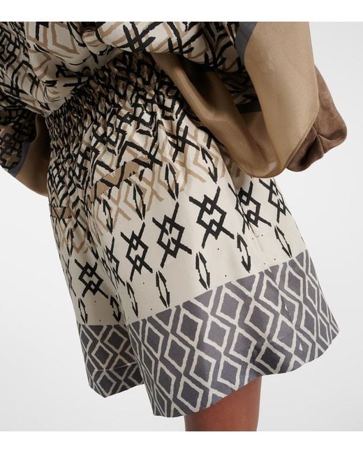 Brunello Cucinelli Natural Printed Silk Shorts