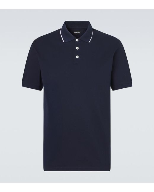 Giorgio Armani Blue Cotton Pique Polo Shirt for men
