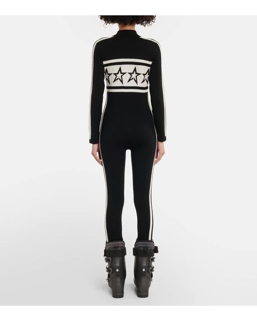 Perfect Moment Black Apres Team Striped Wool Ski Suit