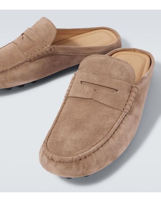 Tod's White Gommino Bubble Suede Mules for men
