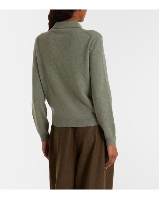 Loro Piana Gray Classic Cashmere Polo Sweater