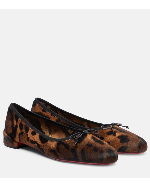 Christian Louboutin Brown Leopard-Print Calf Hair Ballet Flats