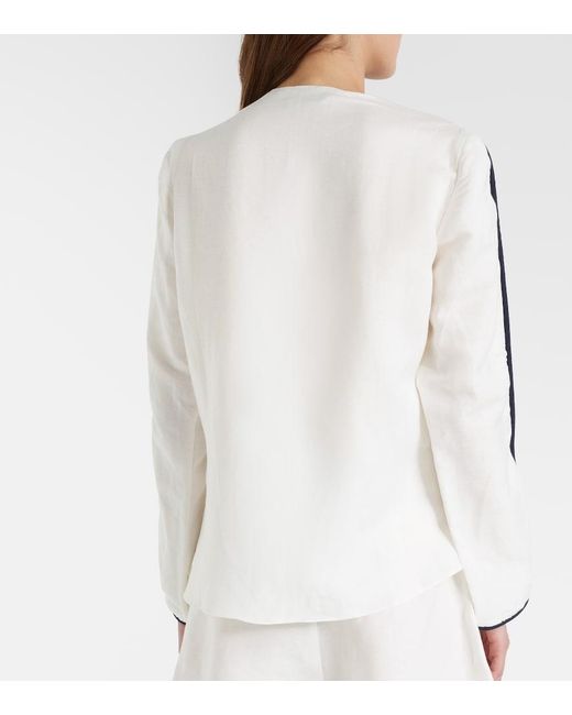 Adriana Degreas White Bicolor Linen-Blend Top