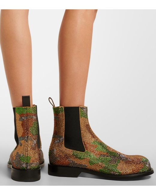 J.W. Anderson Green Camouflage Embellished Suede Chelsea Boots