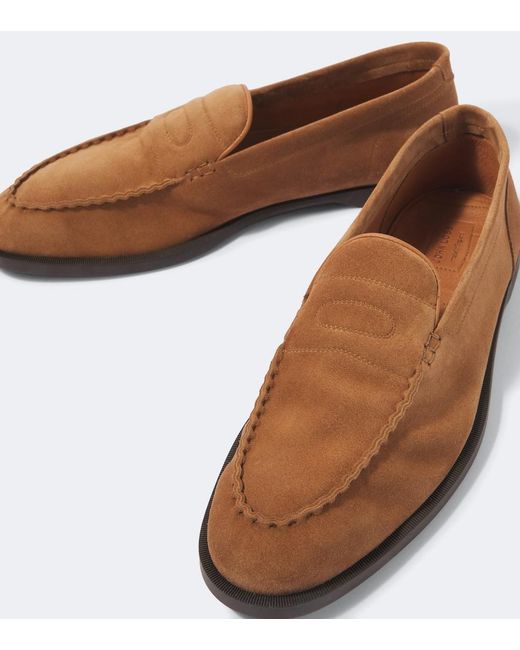 John Lobb Brown Pace Suede Loafers for men