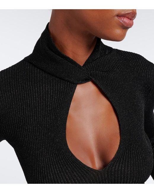 Valentino Black Cut-Out Lame Sweater