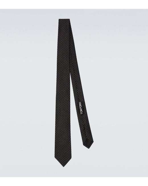 Tom Ford Black Polka-Dot Silk Jacquard Tie for men