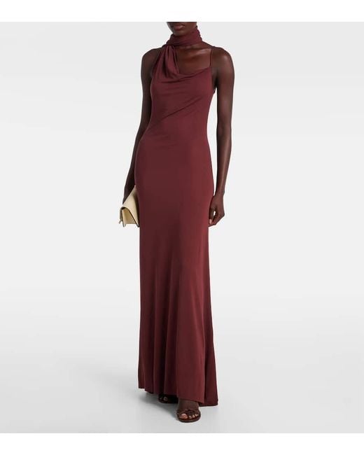 AYA MUSE Purple Wisp Draped Maxi Dress