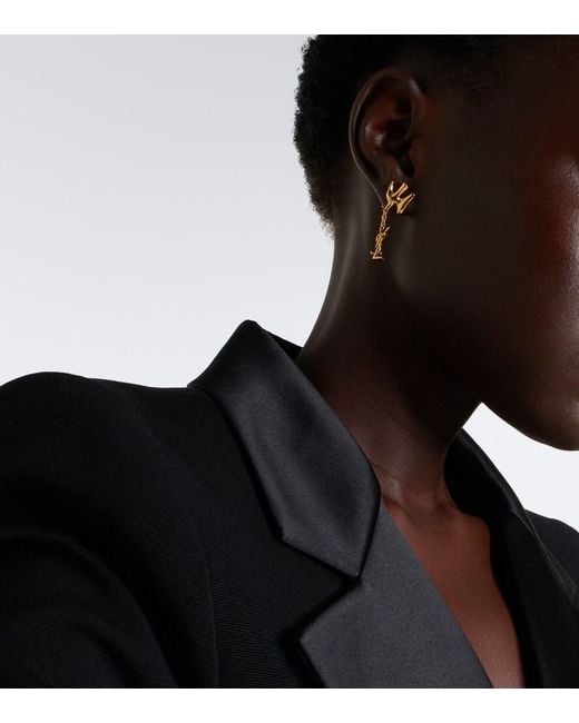 Saint Laurent Metallic Cassandre Brass Earrings