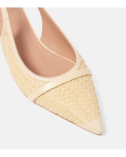 Malone Souliers Natural Jama Raffia Slingback Ballet Flats