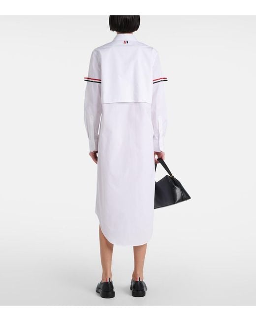 Thom Browne White Rwb Stripe Cotton Shirt Dress