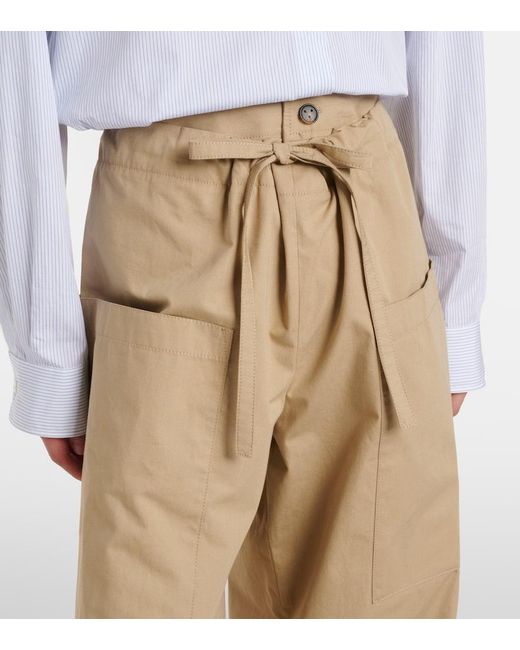 Tod's Natural Cotton Poplin Wide-Leg Pants