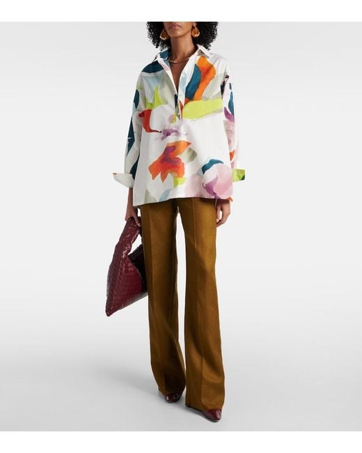 Max Mara Blue Verace Printed Cotton Top