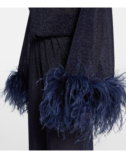 Oseree Blue Top Lumiere Plumage Mit Federn