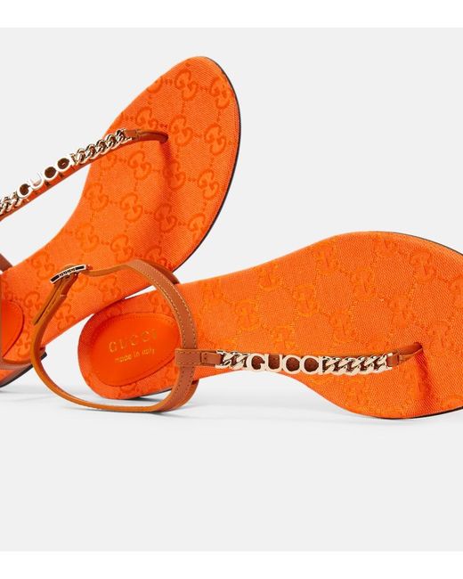 Gucci Orange Sandalen Signoria aus Leder