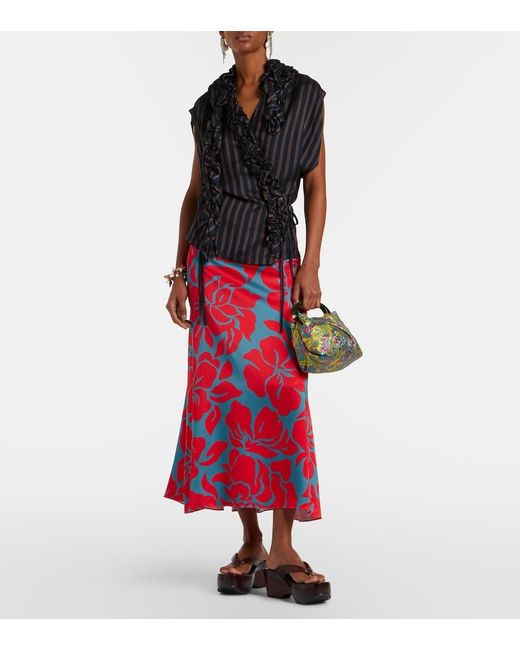 Dries Van Noten Green Crisp Small Jacquard Top-Handle Bag