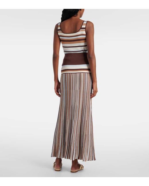 Faithfull The Brand Brown Citara Striped Cotton-Blend Maxi Skirt