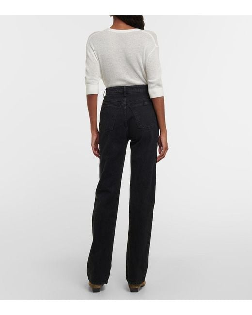 Khaite Black Danielle High-Rise Straight Jeans