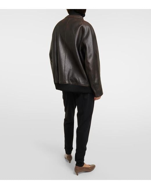 The Row Black Kengia Leather Jacket