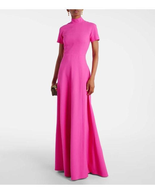Emilia Wickstead Pink Malinda Wool Crepe Gown