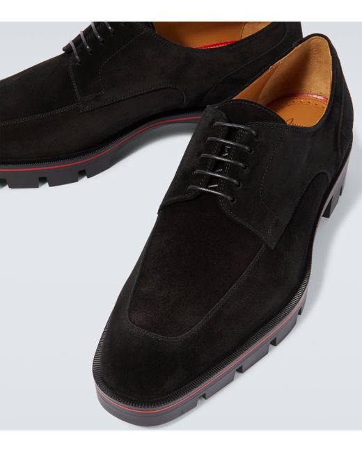 Christian Louboutin Black Davisol Suede Derby Shoes for men