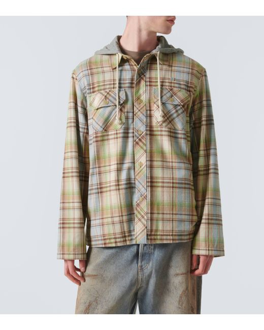Acne Multicolor Checked Cotton Canvas Overshirt for men