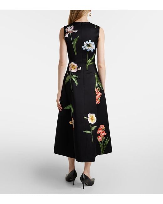 Abito Midi Cleo Con Ricamo Floreale di LEO LIN in Black