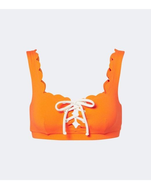Marysia Swim Orange Palm Springs Scalloped Bikini Top