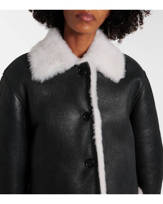 Loewe Black Shearling-Lined Leather Jacket