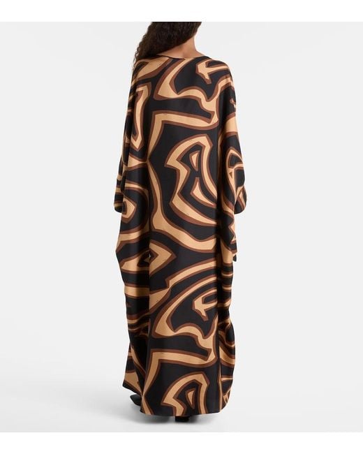 Emilio Pucci Brown Labirinto Silk Satin Kaftan