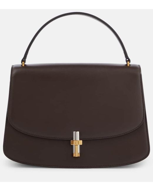 The Row Black Sofia 10 Leather Top-Handle Bag