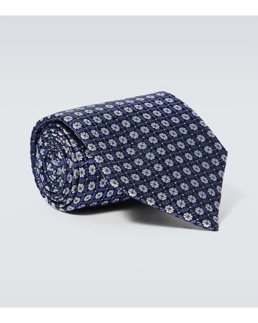 Zegna Blue Jacquard Silk Tie for men