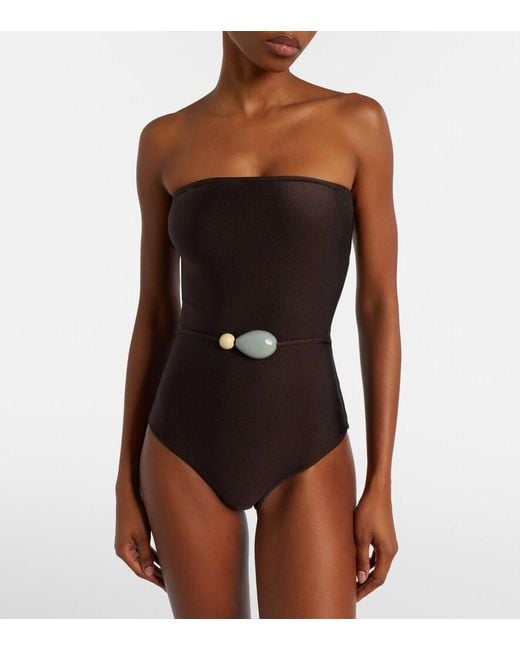Adriana Degreas Black Deco Solid Embellished Swimsuit